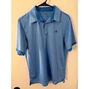 Adidas Golf Polo Shirt Mens Medium Blue Short Sleeve Performance Athletic Top